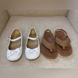 White and Brown Kids Shoes Set